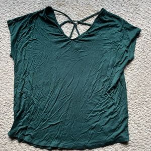 Green stitch fix top; fun back